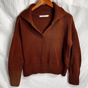 Stitches and Stripes Revolve Sweater Women S Pullover Boxy Cotton Brown Knit Top